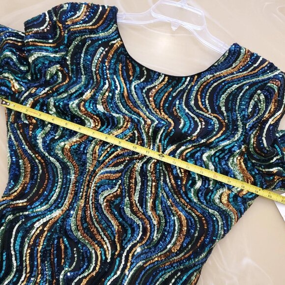 Dress the Population Black Label Nathalia Sequined Long-Sleeve Mini Dress XXL - Picture 8 of 16